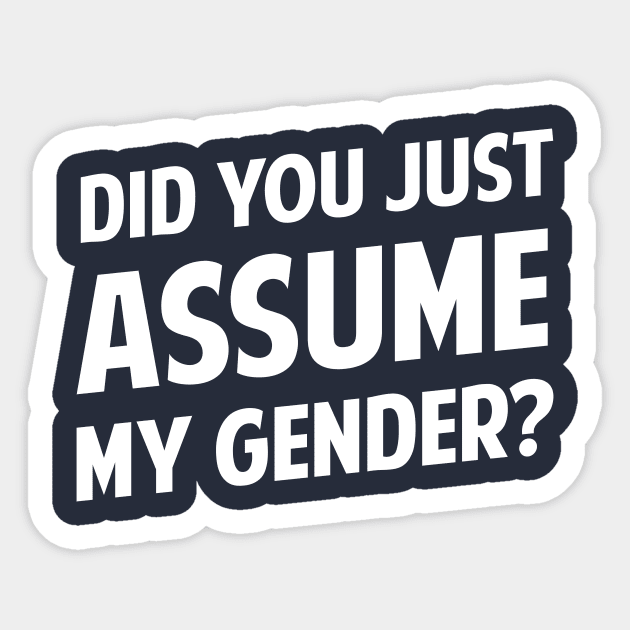 Did You Just Assume My Gender? Sticker by dumbshirts